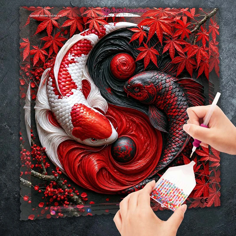 5D Diamond Painting – Yin Yang Koi der roten Harmonie