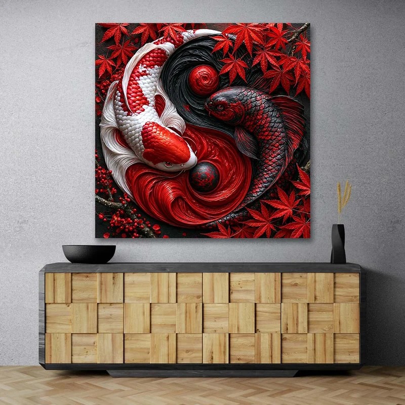 5D Diamond Painting – Yin Yang Koi der roten Harmonie