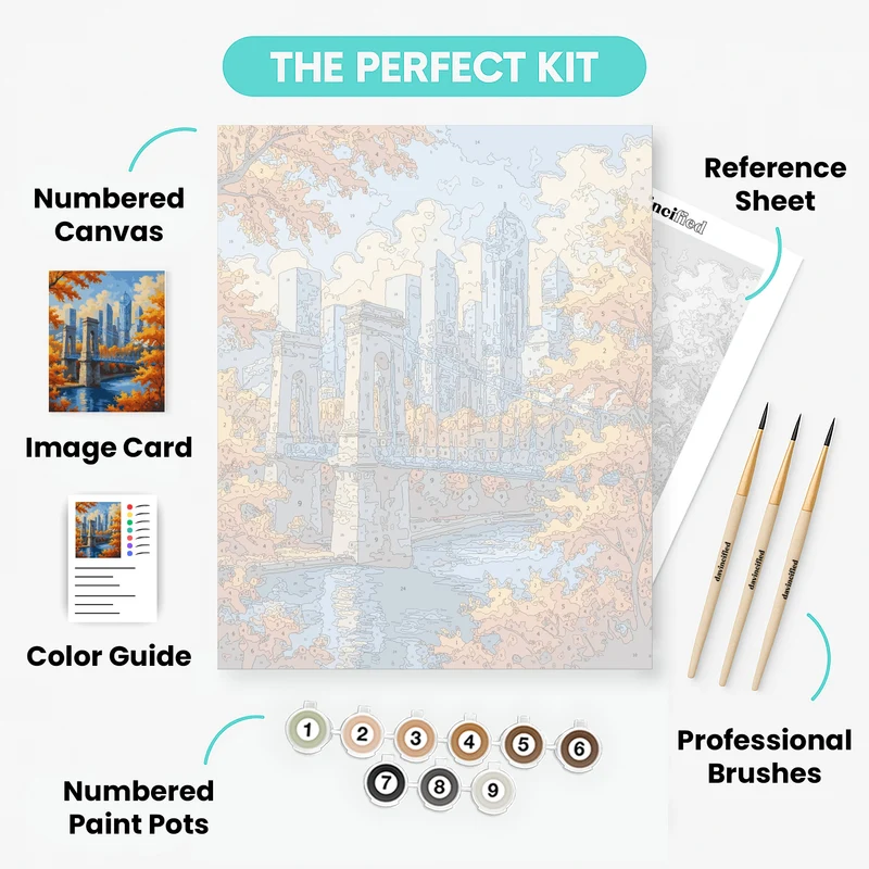 Cincinnati Autumn Bridge - Paint by Numbers Kit