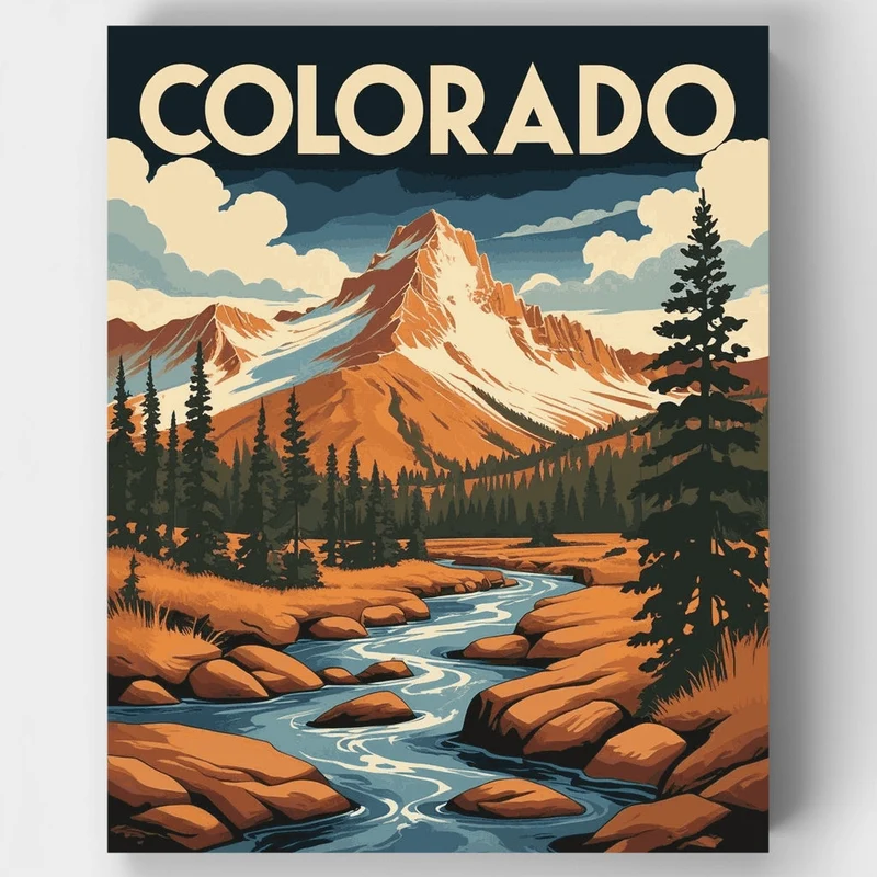 Colorado Rocky Mountain Stream - Paint by Numbers Kit