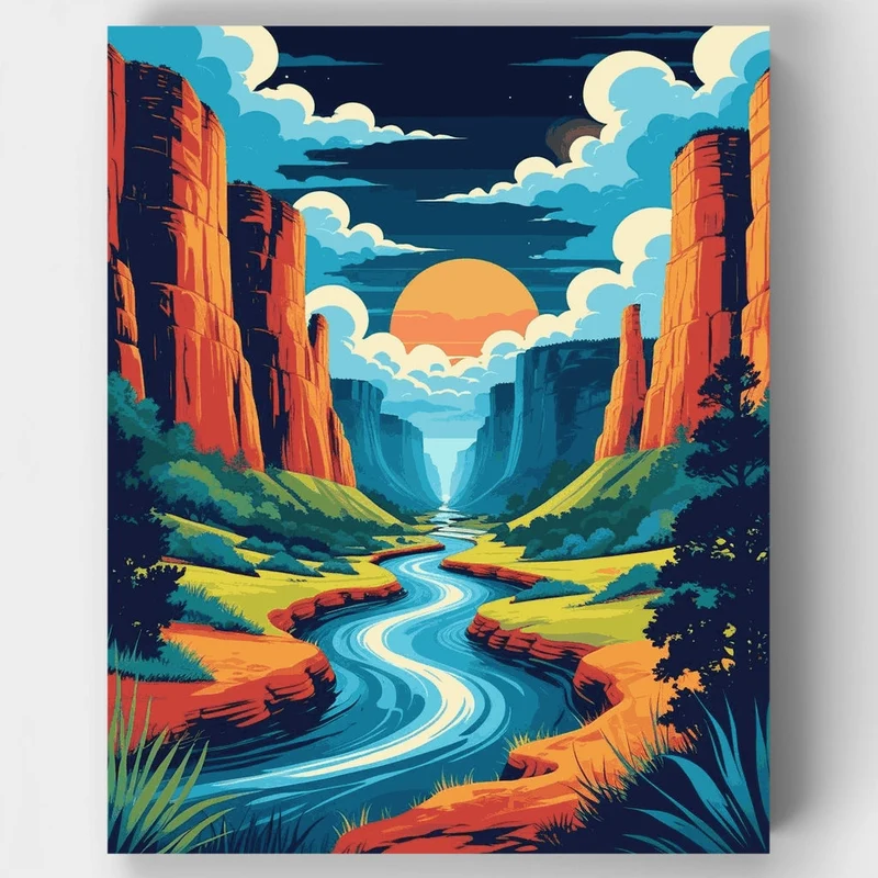 Arizona Canyon Sunset River - Paint by Numbers Kit