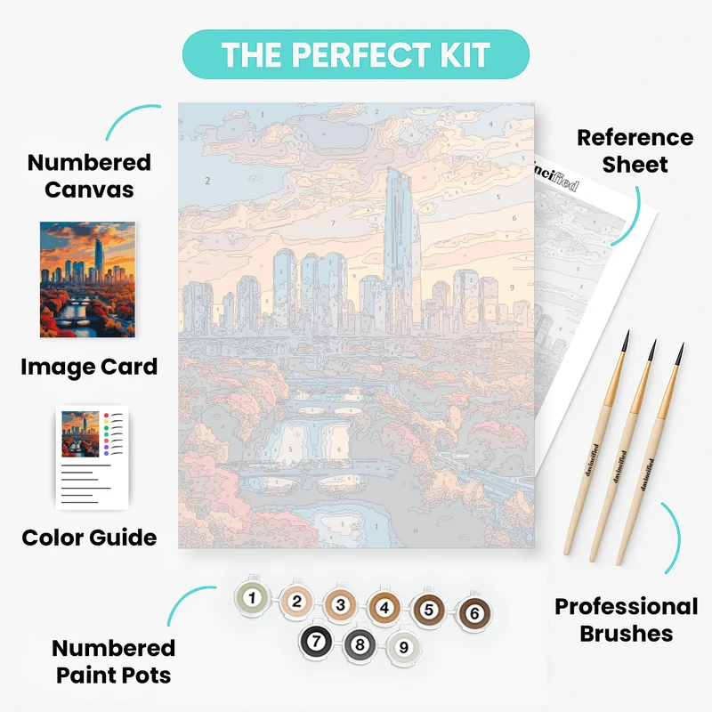 Seoul Autumn Skyline - Paint by Numbers Kit