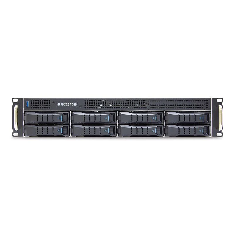 2U 12G Short Storage Server Chassis 8 x 3.5" Hot-Swap + 2 x 2.5" Internal with 550W and a single PSU (Rails Included) *7 x Low Profile