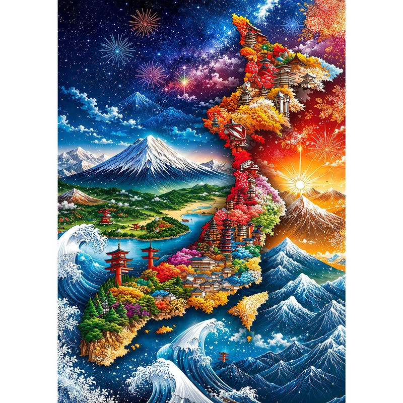 5D Diamond Painting – Fantasiekarte Japans der vier Jahreszeiten