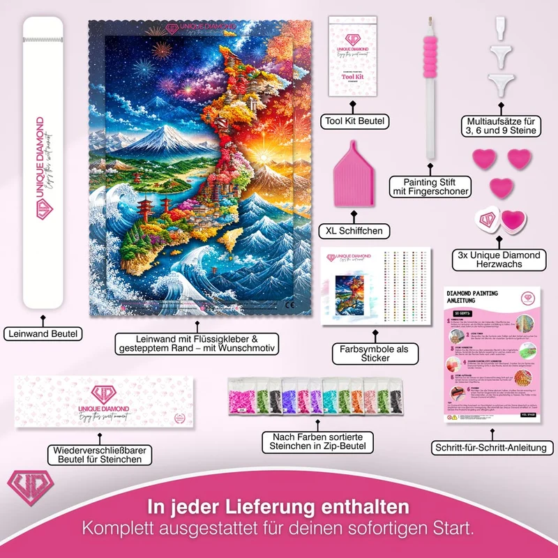 5D Diamond Painting – Fantasiekarte Japans der vier Jahreszeiten