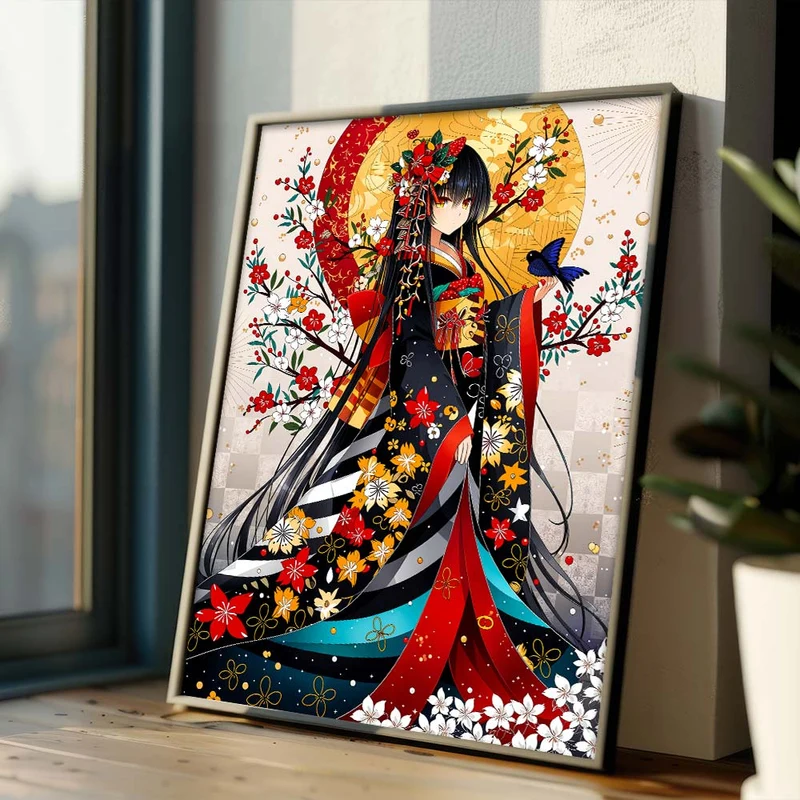 5D Diamond Painting – Blütenzauber des goldenen Mondes