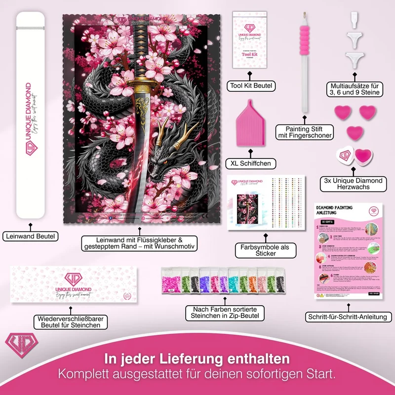 5D Diamond Painting – Drachenklinge der Kirschblüten
