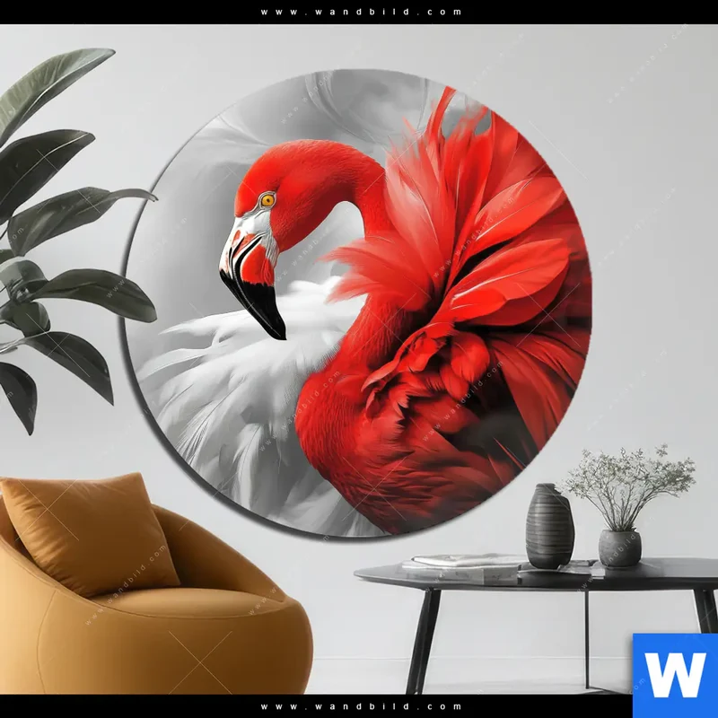 Alu-Dibond Bild | Roter Flamingo | Rund