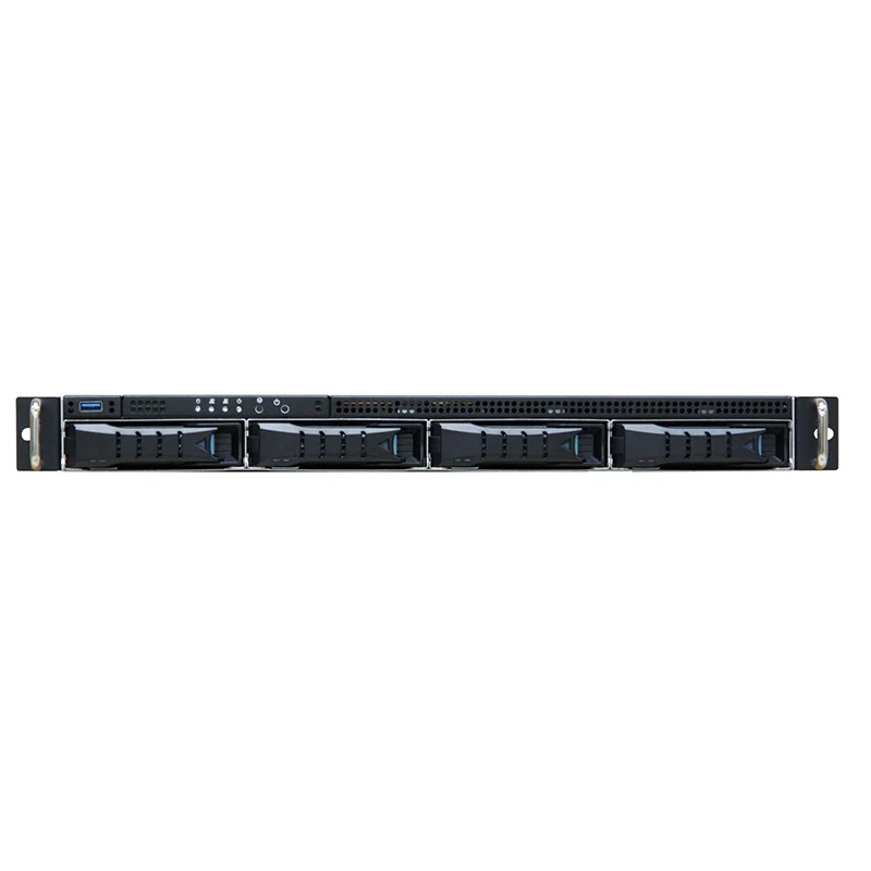 AIC 1U 12G storage server chassis supports external 4 x 12G 3.5" hot swap and internal 4 x 2.5" drive bays, with 450W 1+1 redundant PSU & Rails