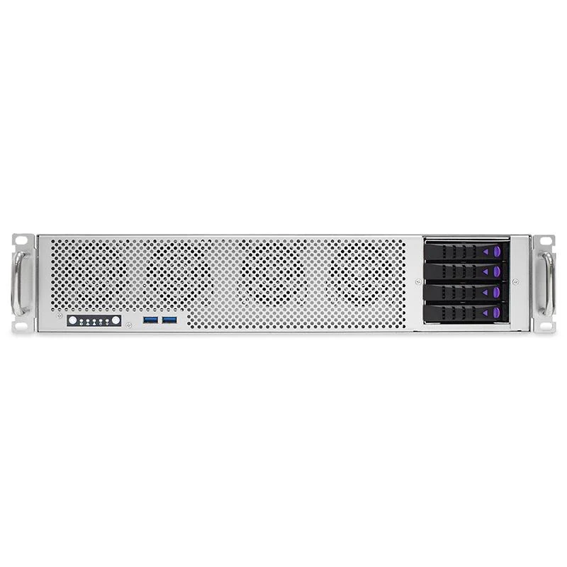 2U Short Chassis with Swappable Front or Rear IO Access-800Wx2 Red't platinum PSU with 7x low profile slots rear window