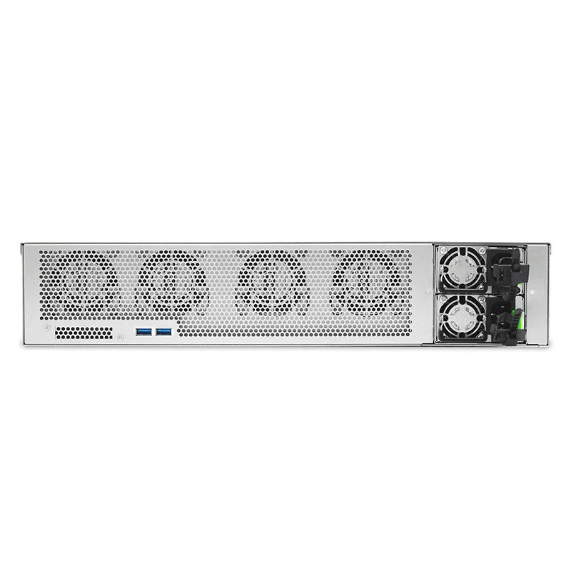 2U Short Chassis with Swappable Front or Rear IO Access-800Wx2 Red't platinum PSU with 7x low profile slots rear window