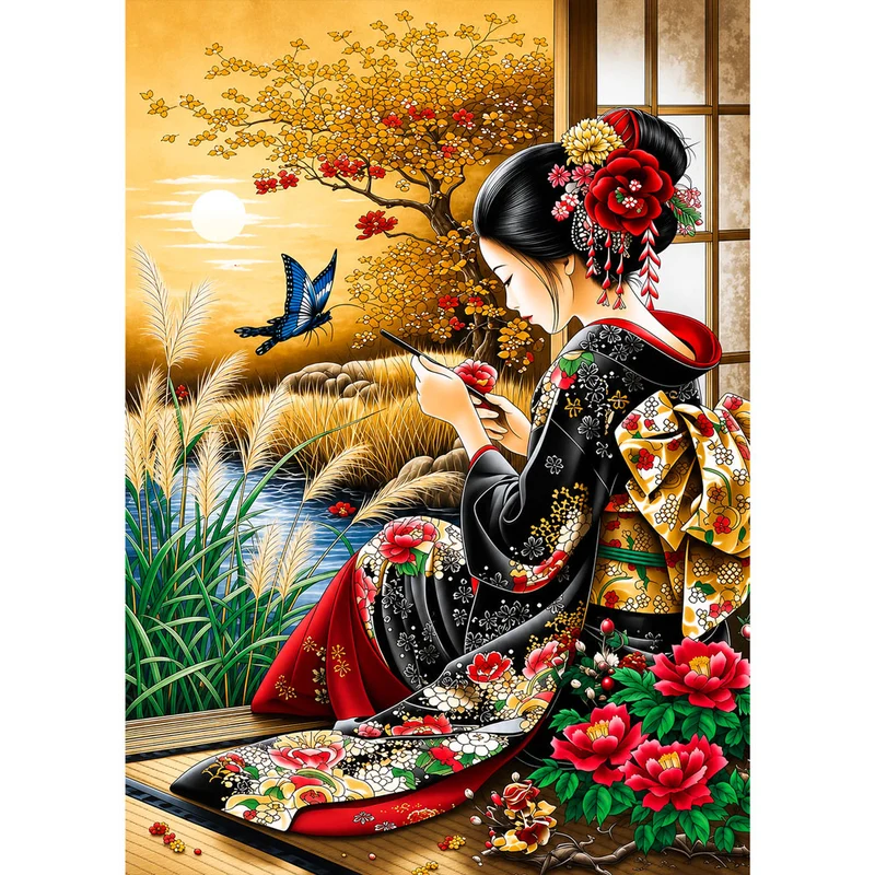 5D Diamond Painting – Goldener Kirschblütenmoment