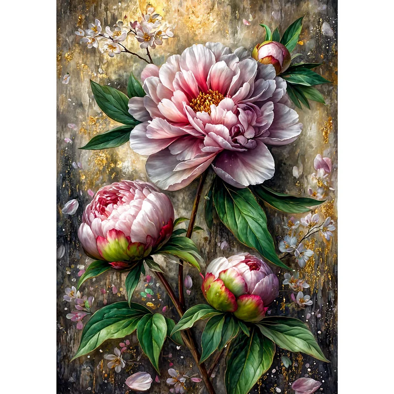 5D Diamond Painting – Edle Pfingstrose in zarter Blütenpracht