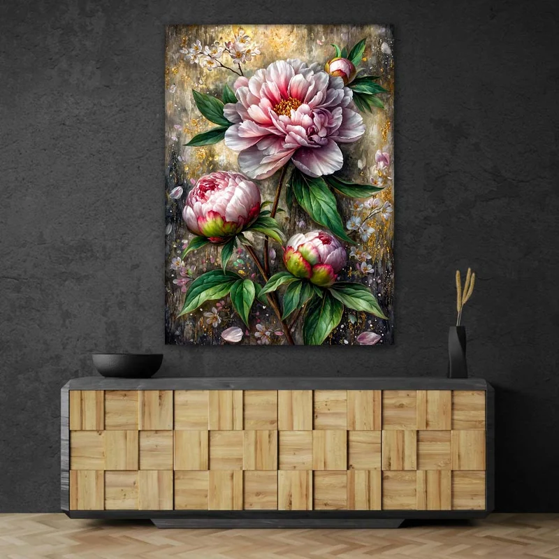 5D Diamond Painting – Edle Pfingstrose in zarter Blütenpracht