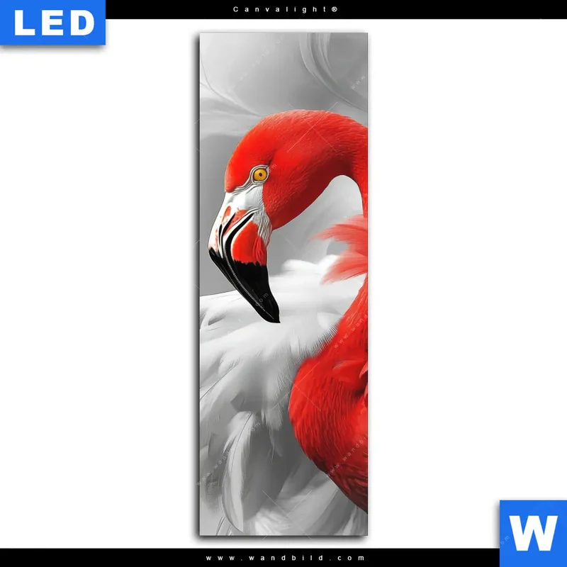 Canvalight® Leuchtbild | Roter Flamingo | Schmal