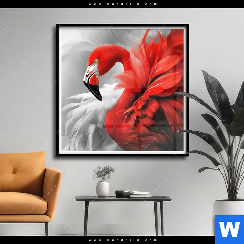 Poster | Roter Flamingo | Quadrat