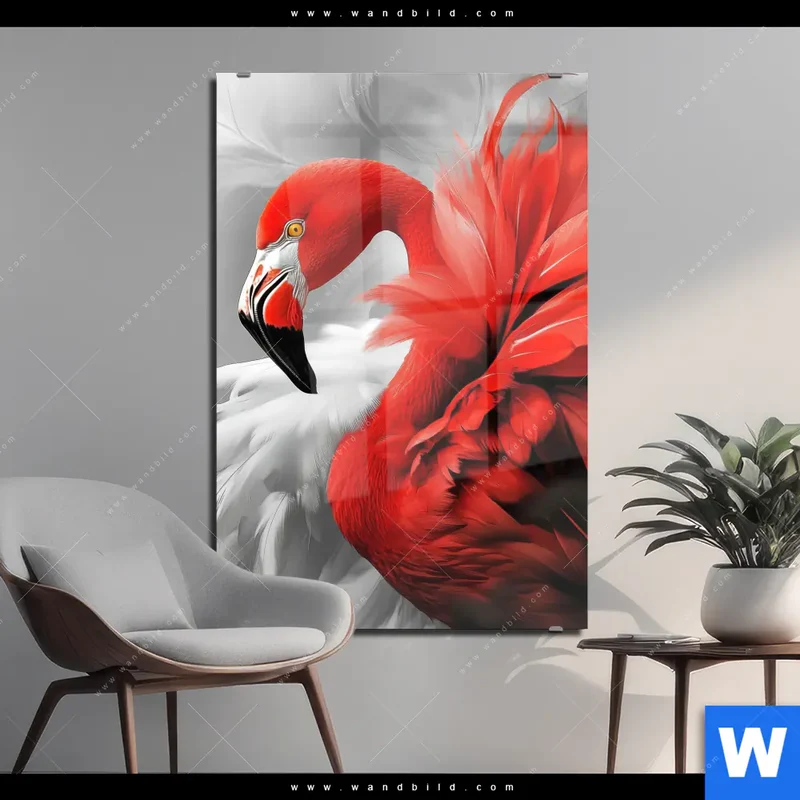 Acrylglasbild | Roter Flamingo | Hochformat
