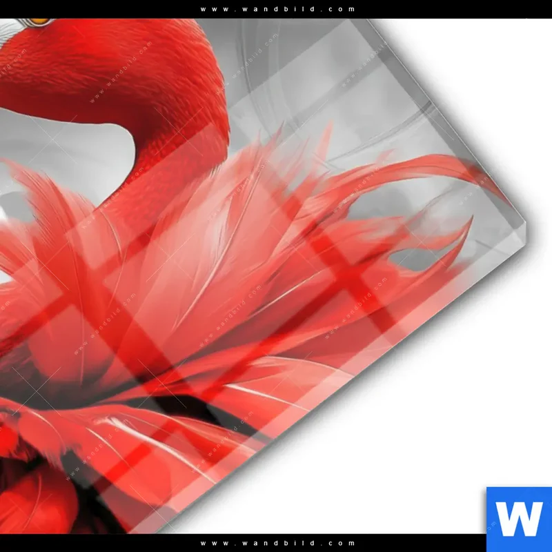 Acrylglasbild | Roter Flamingo | Hochformat