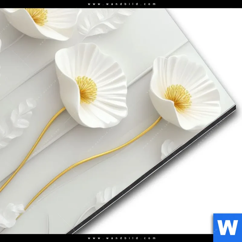 Alu-Dibond Bild | Florale Leichtigkeit mit Goldglanz | Hochformat