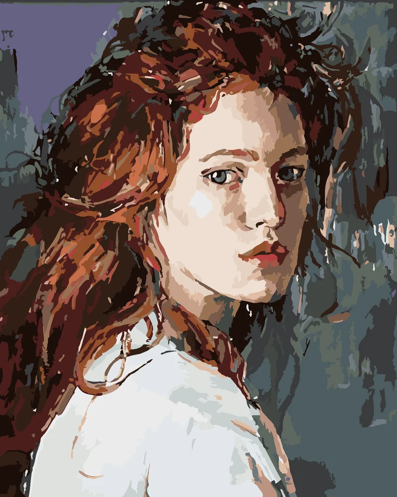 Diamond painting - BEMALTE FRAU MIT ROTEN HAAREN
