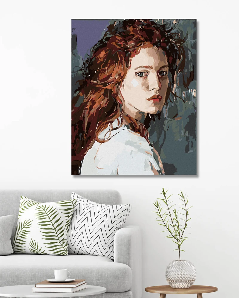 Diamond painting - BEMALTE FRAU MIT ROTEN HAAREN