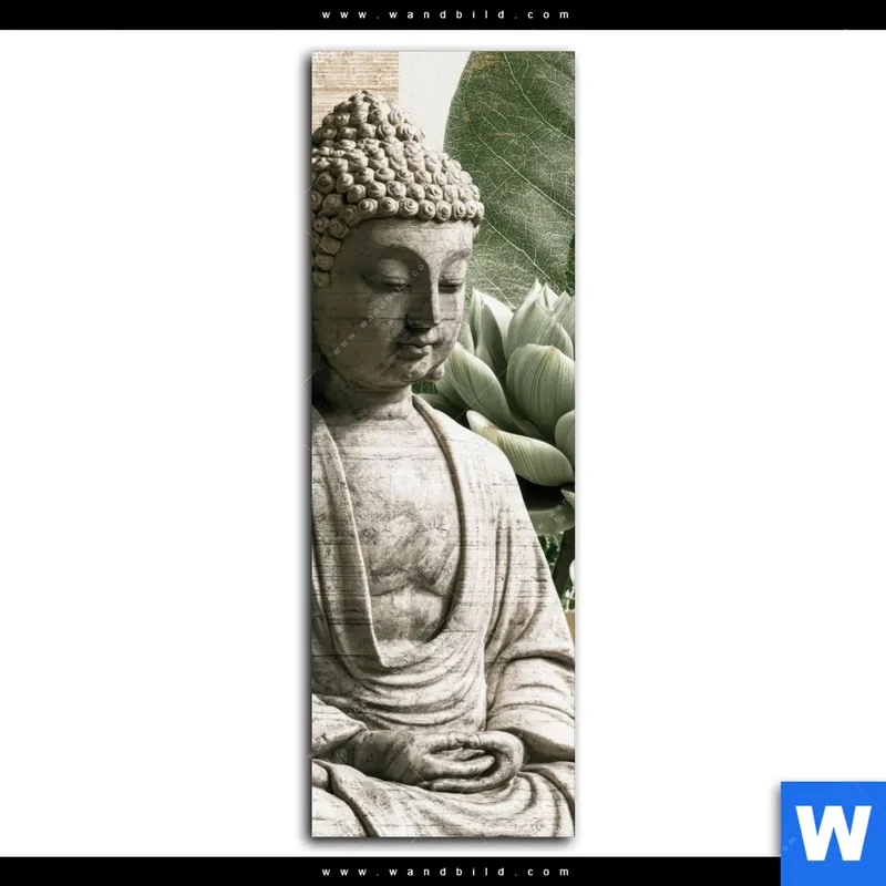 Leinwandbild | Buddha zwischen Lotusblüten | Schmal