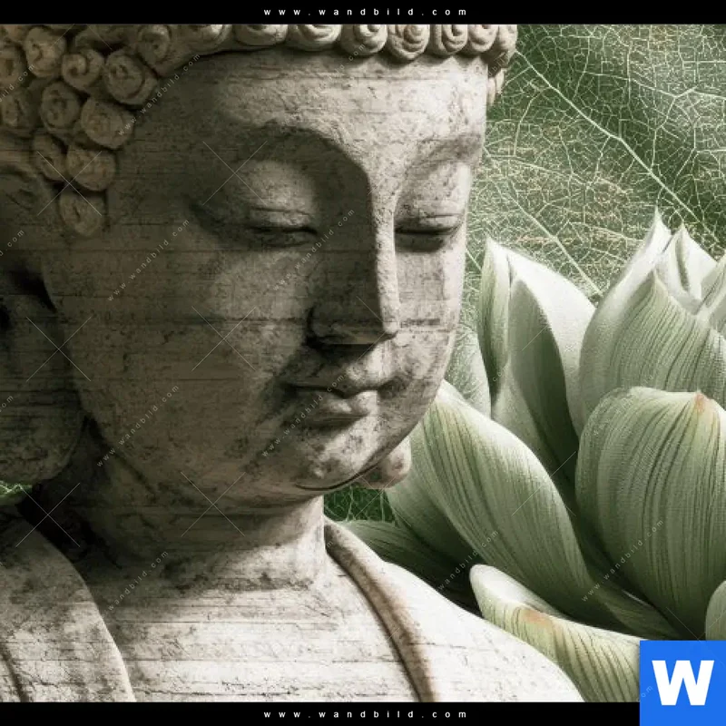 Leinwandbild | Buddha zwischen Lotusblüten | Schmal