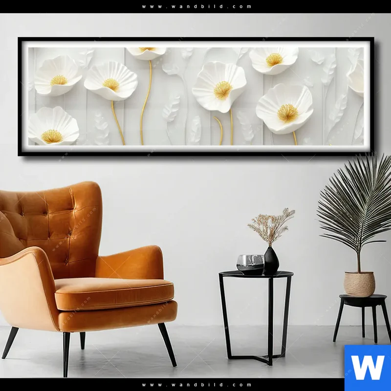 Poster | Florale Leichtigkeit mit Goldglanz | Panorama