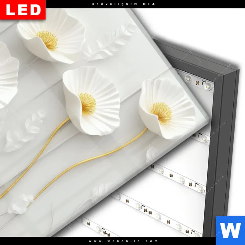 Wechselmotiv Acrylglas Canvalight® DIA | Florale Leichtigkeit mit Goldglanz | Hochformat