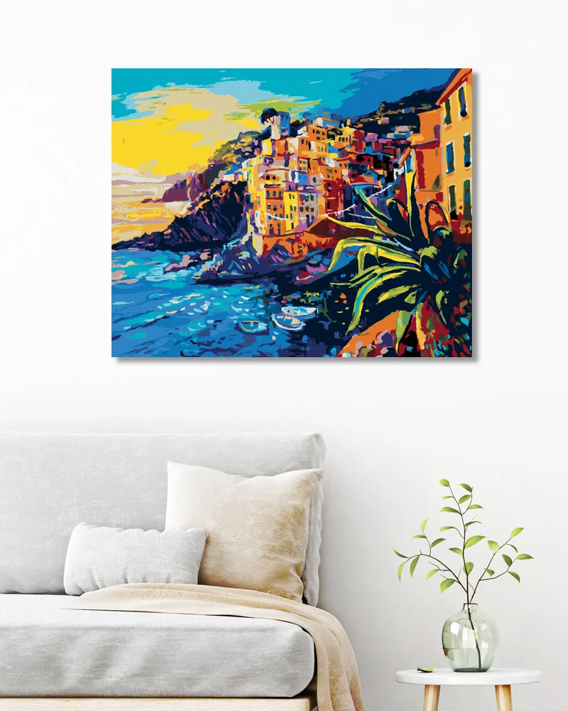 Diamond painting - BOOTE UND ALTE HÄUSER AN DER KÜSTE