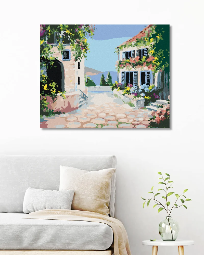 Diamond painting - BLUMENHAUS AM MEER