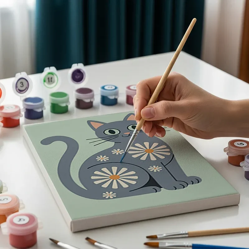 Malen nach Zahlen – 6 Mini-Gemälde - Die Mod Cats-Kollektion