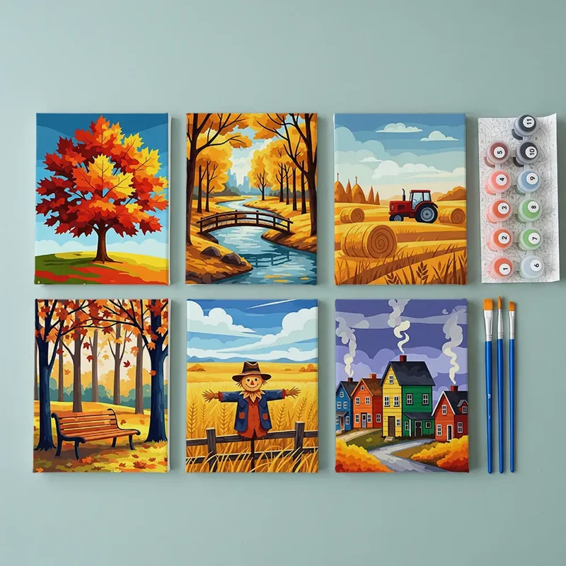 Malen nach Zahlen – 6 Mini-Gemälde - Herfstgloed-serie