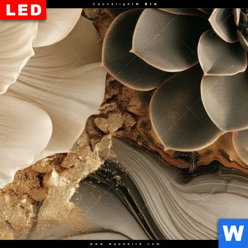 Wechselmotiv Acrylglas Canvalight® DIA | Sukkulenten auf Marmor | Hochformat