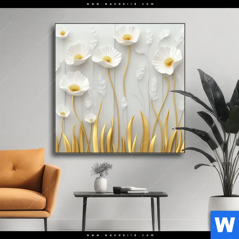 Wechselmotiv | Florale Leichtigkeit mit Goldglanz | Quadrat