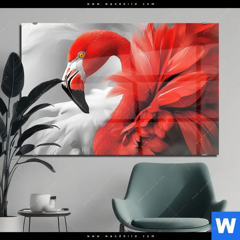 Acrylglasbild | Roter Flamingo | Querformat