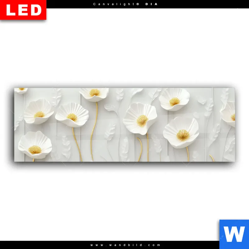 Wechselmotiv Acrylglas Canvalight® DIA | Florale Leichtigkeit mit Goldglanz | Panorama