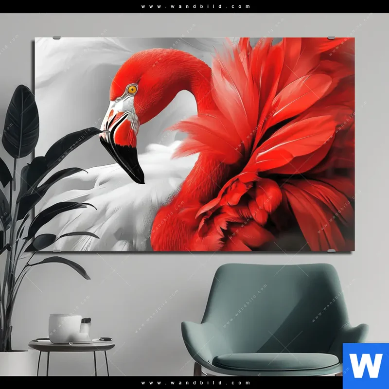 Alu-Dibond Bild | Roter Flamingo | Querformat