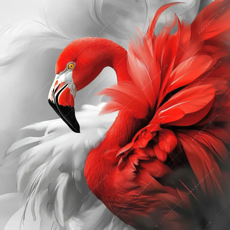 Alu-Dibond Bild | Roter Flamingo | Querformat