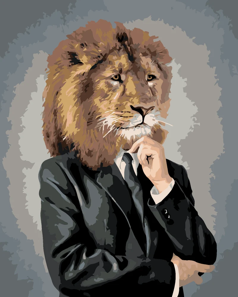 Diamond painting - LÖWE IN KLEIDUNG