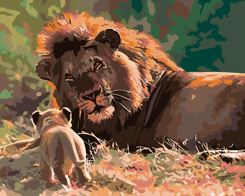 Diamond painting - LÖWE UND LÖWENJUNGE