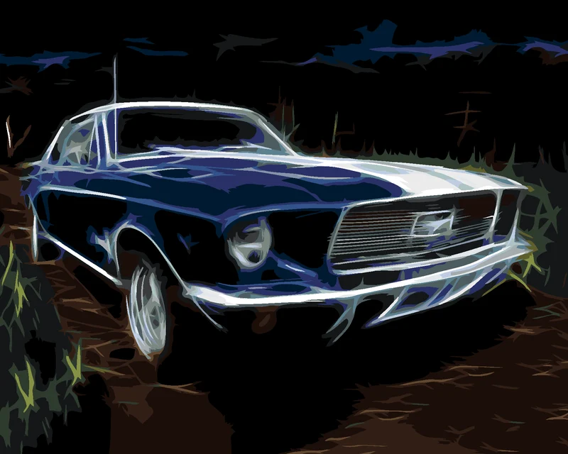 Diamond painting - BLAUES AUTO FORD MUSTANG