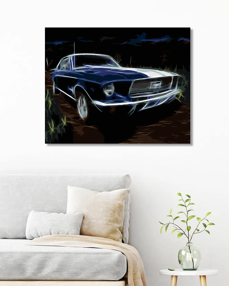 Diamond painting - BLAUES AUTO FORD MUSTANG
