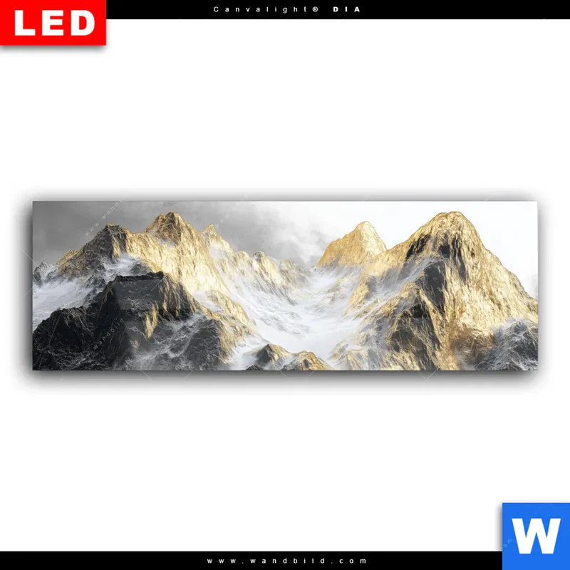 Wechselmotiv Acrylglas Canvalight® DIA | Stille der goldenen Berge | Panorama