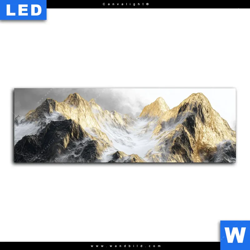 Canvalight® Leuchtbild | Stille der goldenen Berge | Panorama