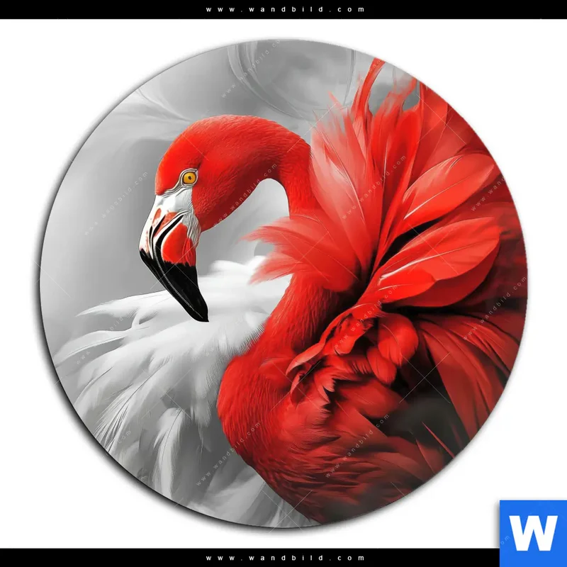 Acrylglasbild | Roter Flamingo | Rund