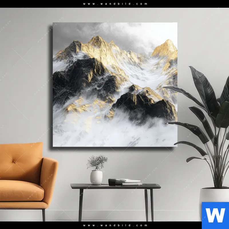 Leinwandbild | Stille der goldenen Berge | Quadrat