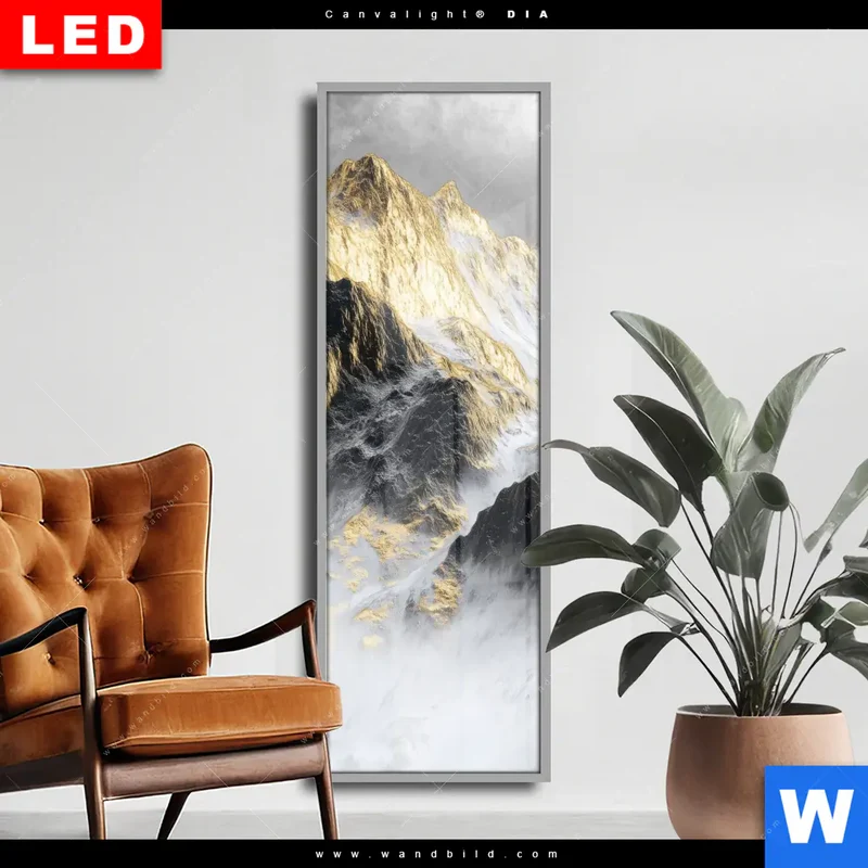 Wechselmotiv Acrylglas Canvalight® DIA | Stille der goldenen Berge | Schmal