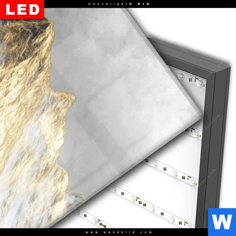Wechselmotiv Acrylglas Canvalight® DIA | Stille der goldenen Berge | Schmal