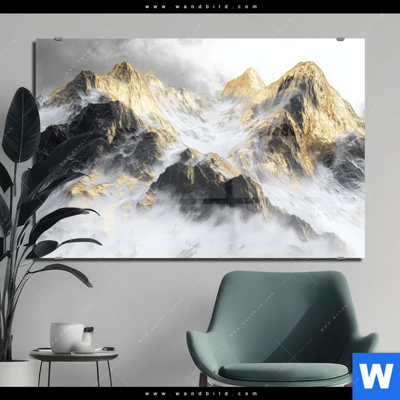Acrylglasbild | Stille der goldenen Berge | Querformat
